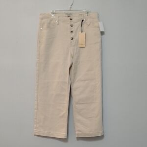 Scotch & Soda Jeans The Wave Ultra High Waist Wide Leg Crops 14 32 Ecru NWT